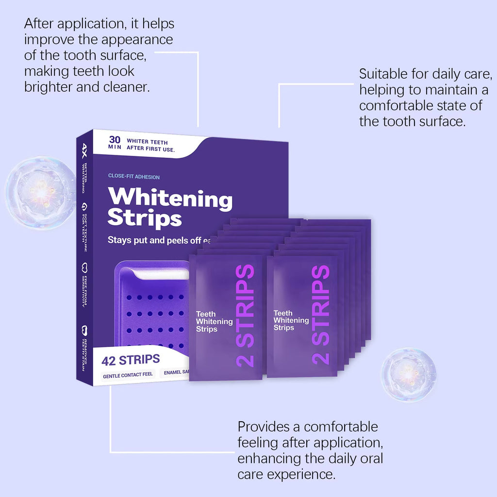Purple Teeth Whitening Strips with Fresh Breath and Stain Removal