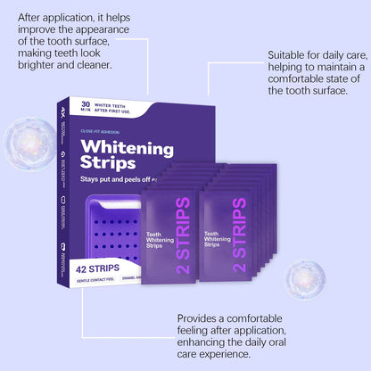 Purple Teeth Whitening Strips with Fresh Breath and Stain Removal