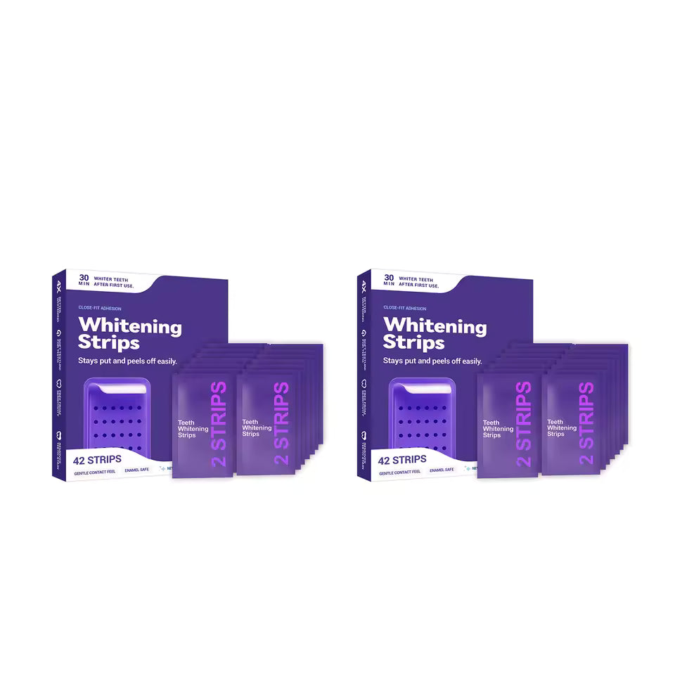 Purple Teeth Whitening Strips with Fresh Breath and Stain Removal