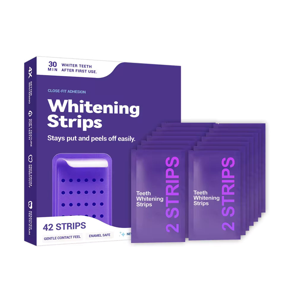 Purple Teeth Whitening Strips with Fresh Breath and Stain Removal