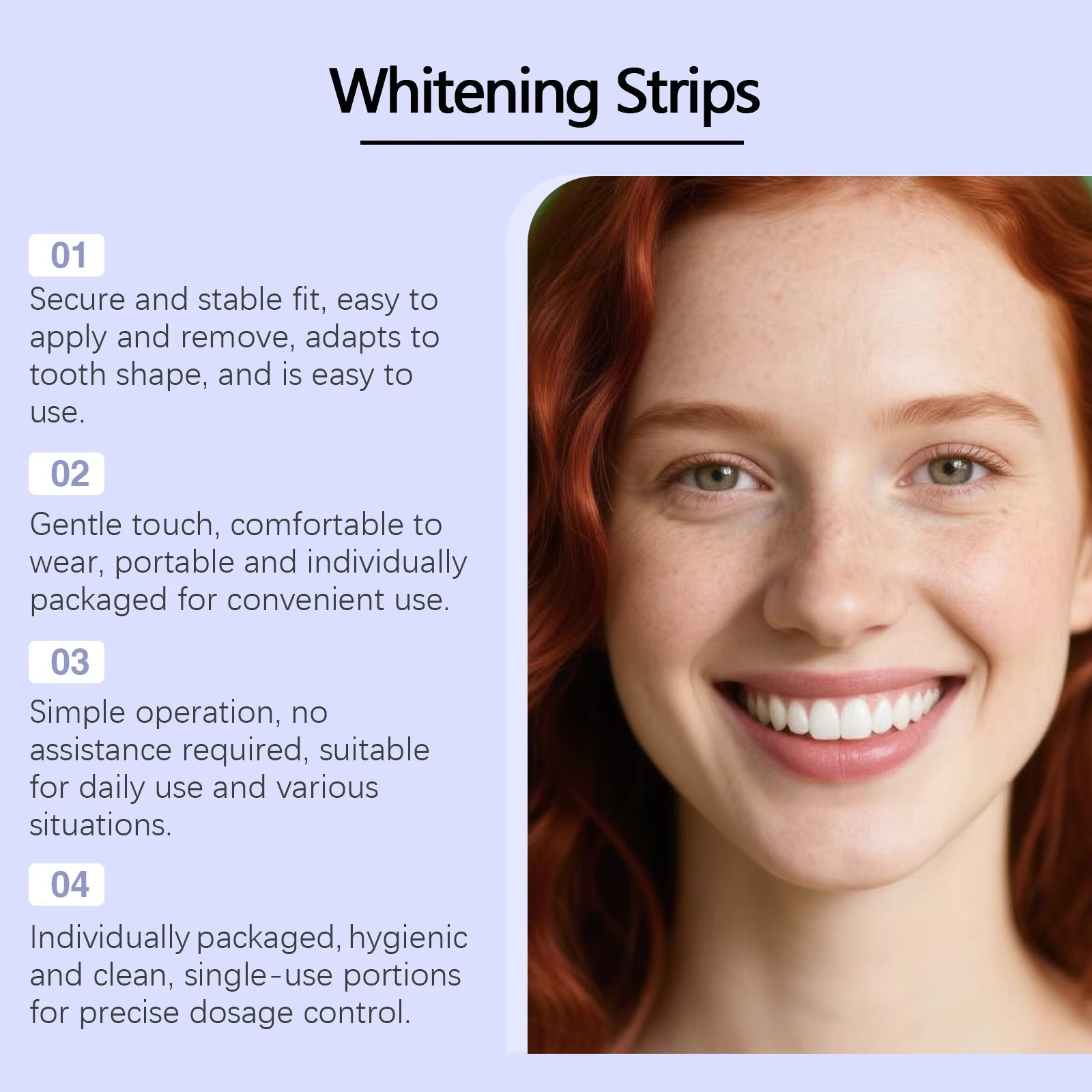 Purple Teeth Whitening Strips with Fresh Breath and Stain Removal