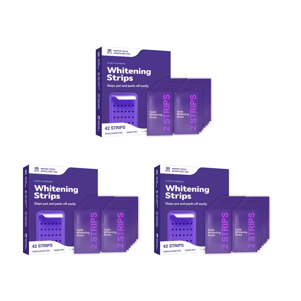 Purple Teeth Whitening Strips with Fresh Breath and Stain Removal