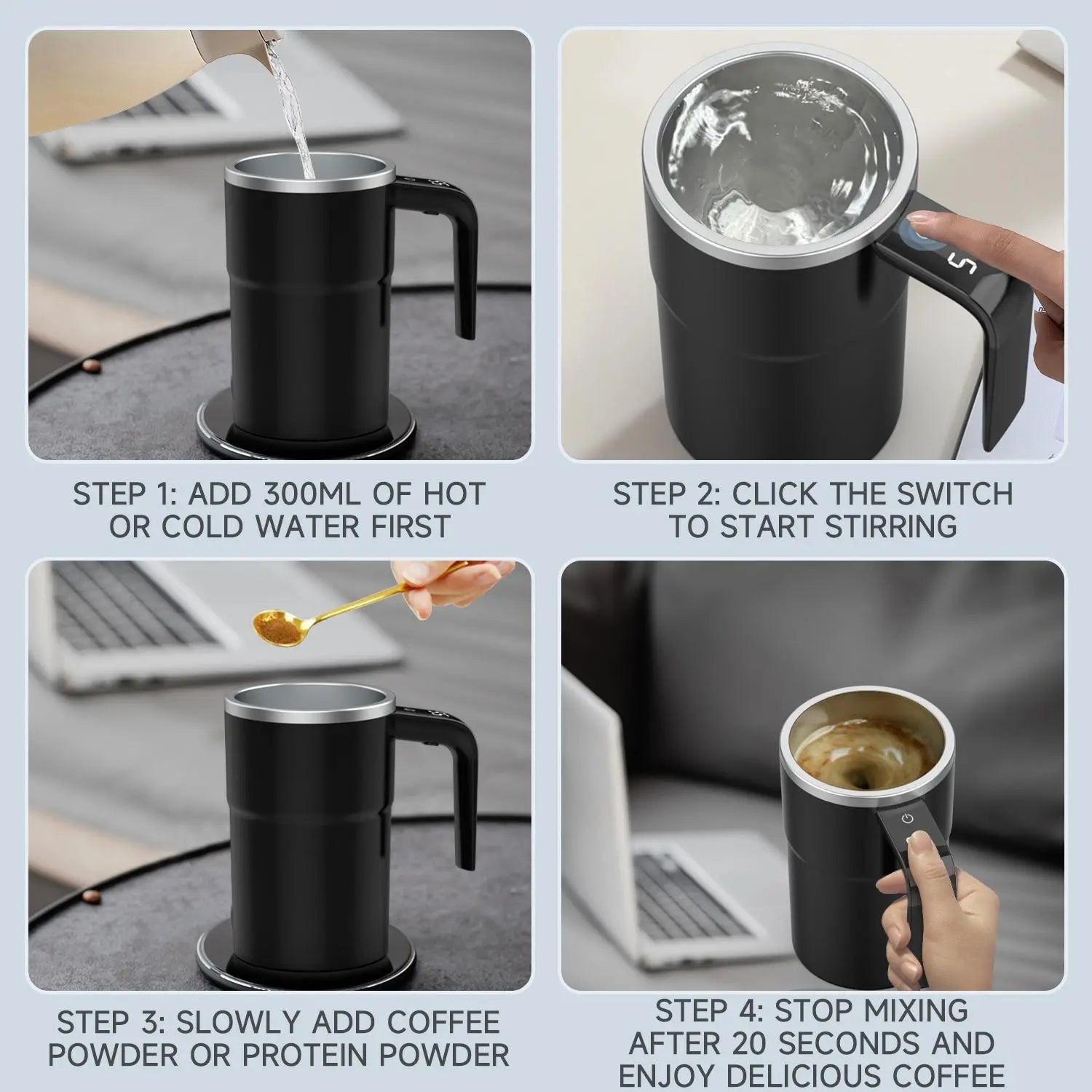Intelligent Stirring Coffee Cup with Temperature Display