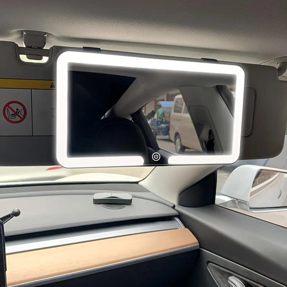 LED Car Visor Vanity Mirror with Touchscreen Control