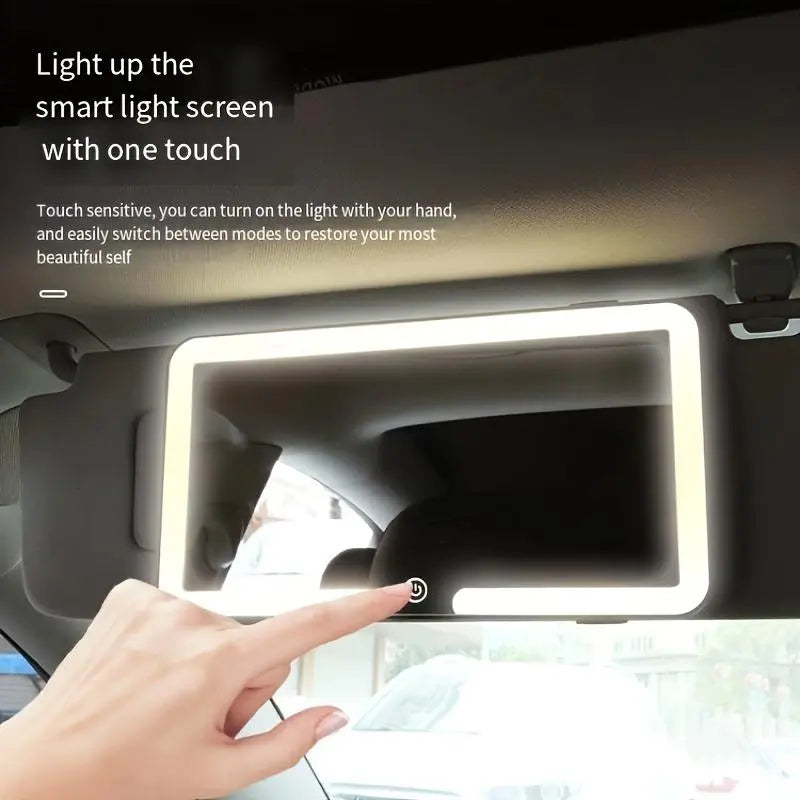LED Car Visor Vanity Mirror with Touchscreen Control